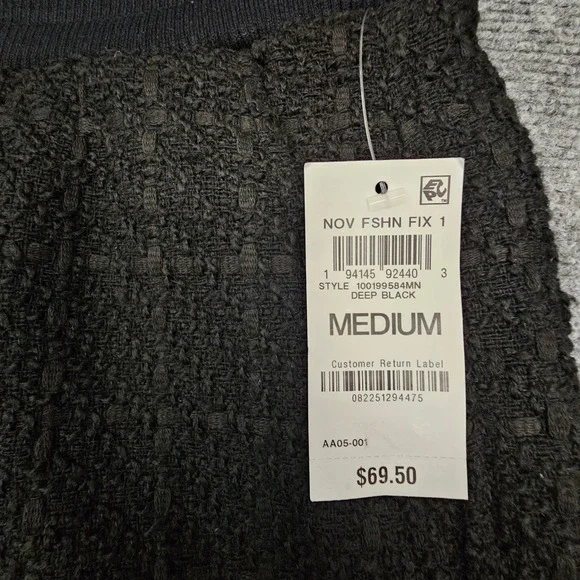 Mode of One Jogger Pants Mens Textured Grid Drawstring Deep Black Medium NEW - Picture 4 of 12